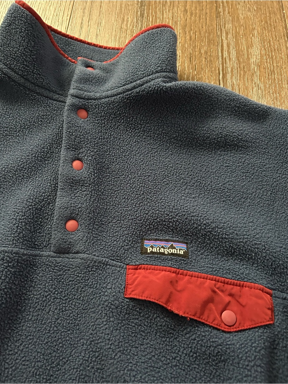Patagonia Synchilla Men's Snap-T Fleece Pullover Size Large Blue And Red - Picture 3 of 5